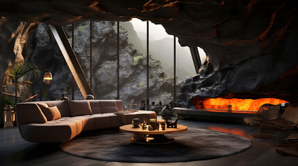  Modern living room interior design with sofa