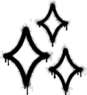 Spray Painted Graffiti stars sparkle icon icon Sprayed isolated with a white background.