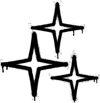Spray Painted Graffiti stars sparkle icon icon Sprayed isolated with a white background.