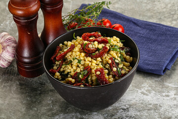 Vegetarian Pasta ptitim with vegetables