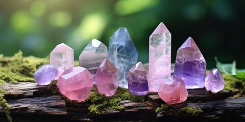 colorful crystal stones with natural background