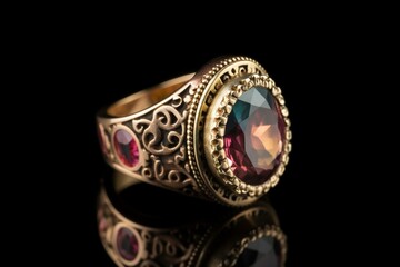 Ring with large gemstone. Symbol of love and commitment. Generative AI