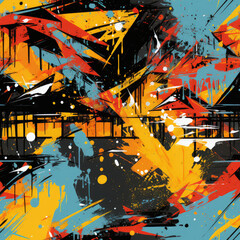 Grunge graffiti dirty abstract shapes repeat pattern