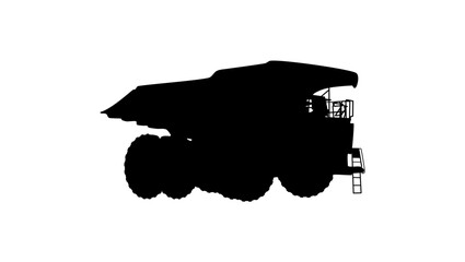 Dump truck, black isolated silhouette © OMIA
