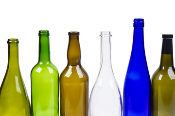 Empty different colored bottles