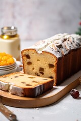 sweet loaf cake decorated with sugar icing. AI Generated