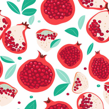 Pomegranate fruit repeat pattern design