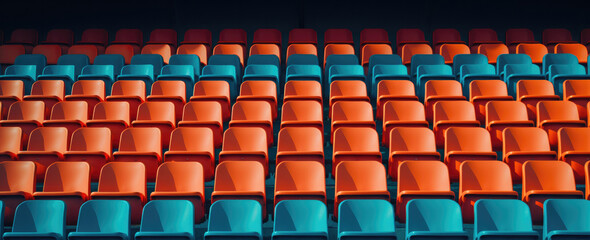 Rows of seats at the stadium