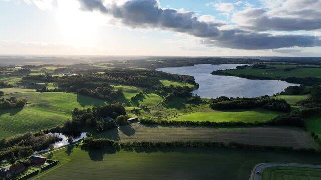 Scenic view of Fussing lake near Randers, Denmark