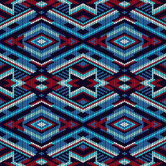 Native American Beaded seamless pattern. Ethnic Tribal ornament. Huichol art.