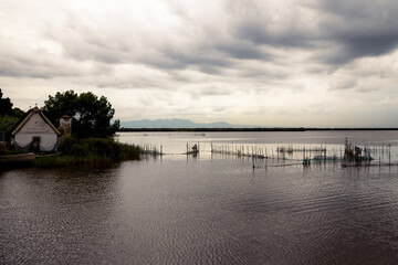 beautiful landscape of the Albufera on a cloudy day
