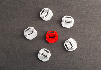 Plugs in the socket for the safety of children from electric shock, close-up