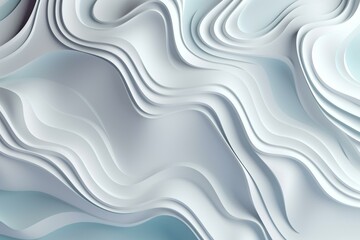A bright abstract background with white 3D waves. Generative AI
