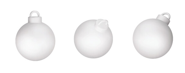 Christmas 3d white balls. Set of Christmas ball. Festive decoration objects. vector illustration