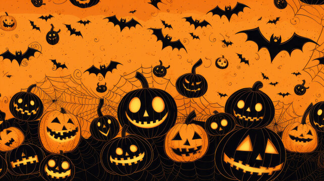 Spooky halloween pumpkin illustration wallpaper or background for celebration