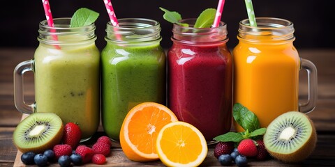 juices of various fruit flavors and colors.