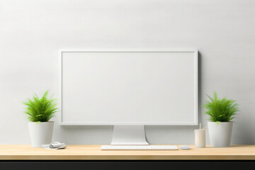 Laptop isolated mockup with white screen isolated on white background