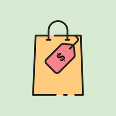 christmas sales bag icon with lineal color style