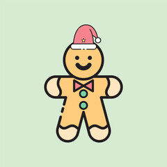 christmas gingerbread man icon with lineal color style
