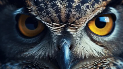 Fotobehang owl eyes, owl portrait animal background © Beny
