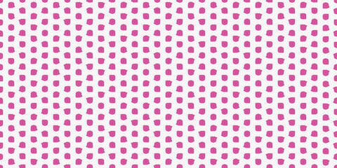 Pink polka dots made from blots. Random blots located in polka dots. Vector print for surface application, can be seamless.