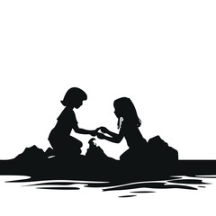 family on beach, beach clipart, beach svg, beach PNG, beach illustration, palace svg, castle png, 