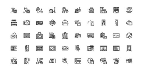 food delivery icon set