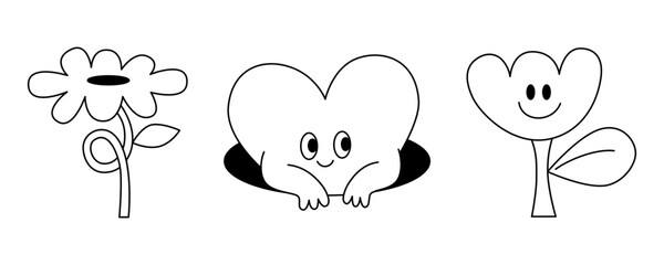 Vector illustration in trendy flat simple linear style, funny mascot and cartoon character, friendly sticker and badge for advertising, social media