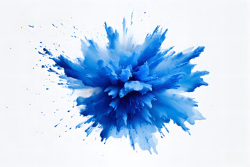 Blue powder explosion isolated on white background  - obrazy, fototapety, plakaty
