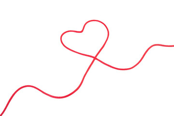 Heart made of red cord on a white background