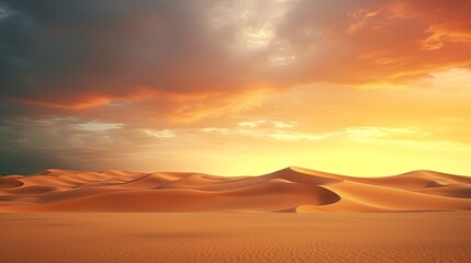 Fototapeta na wymiar Sand Dunes at Sunset - Striking Landscape in the Desert