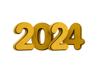 3d rendering Happy new year 2024 gold 3d text effect banner design template
