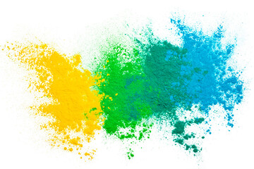 Moderate colors holi paint mixed abstract blob on white background