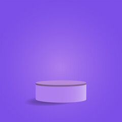 Abstract 3D room with realistic white cylinder pedestal podium set and palm Minimal scene for product display presentation. Vector geometric platform. Stage for showcase.
