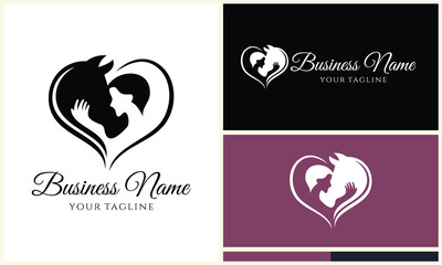 equine love person logo template