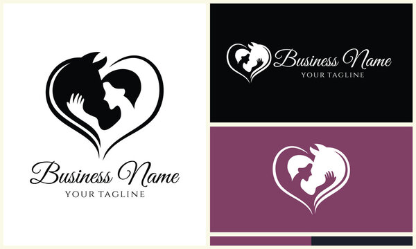 equine love person logo template