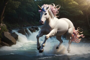 Obraz na płótnie Canvas the golden unicorn ran, created by ai generated