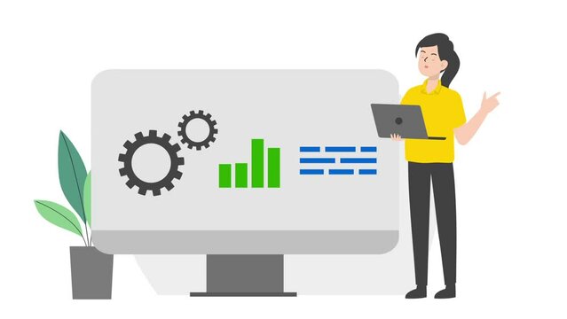 Woman with analysis management illustration design