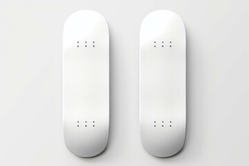 Fototapeta na wymiar Plain skateboard template in white, showing both front and back sides. Generative AI