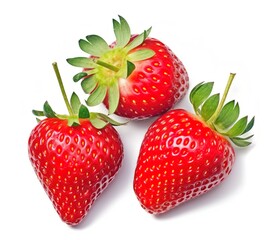 fresh strawberries on white background, generative ai.