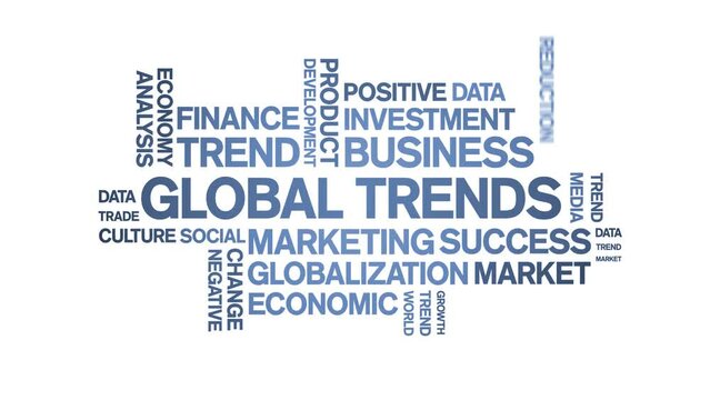 Global Trends animated tag word cloud;text design animation kinetic typography seamless loop.