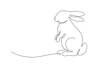  Easter bunny continuous one line drawing. Isolated on white background vector illustration. Pro vector. 