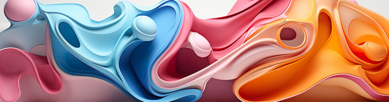 Decorative Forms Made Of Flexible Plastic In Various Colors. Generative AI
