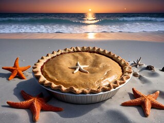 A Pie With A Starfish On The Beach