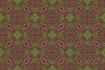 Cercles muraux Portugal carreaux de céramique Spanish tile pattern vector seamless with floral ornaments. Portuguese azulejos ceramic, mexican talavera, italian sicily majolica design. Texture for kitchen wallpaper or bathroom flooring.