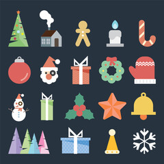 Christmas geometric elements pastel colors vector illustration. Christmas ornaments flat design clip art.