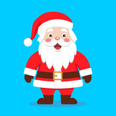 Cute Santa Claus. Color vector illustration in cartoon flat style.