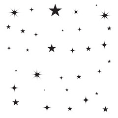 Minimalist silhouette stars icon, twinkle star shape symbols. Modern geometric elements, shining star icons, abstract sparkle black silhouettes symbol vector set