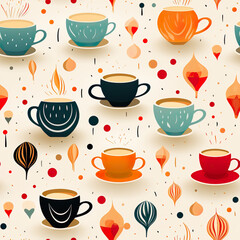 Caffeine Buzz Morning Coffee Digital Paper, Seamless Pattern, Craft Backgrounds, Instant Download
