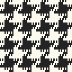 Monochrome Pixelated Effect Textured Houndstooth Pattern